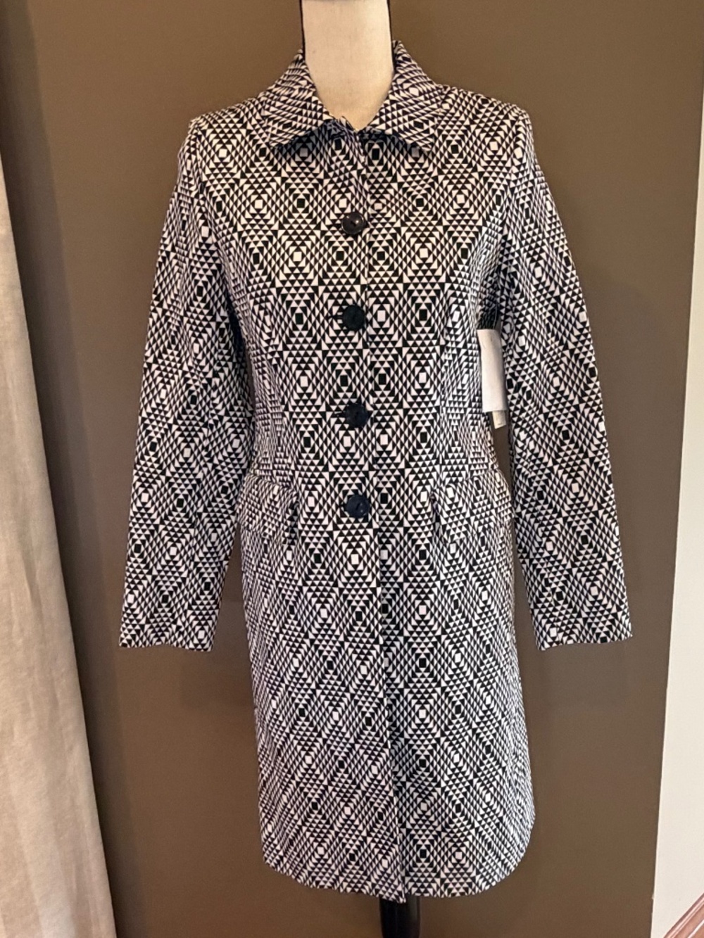 NWT pursuits Ltd. Woman's Career Coat Black & White Geometric Classy, Size 10